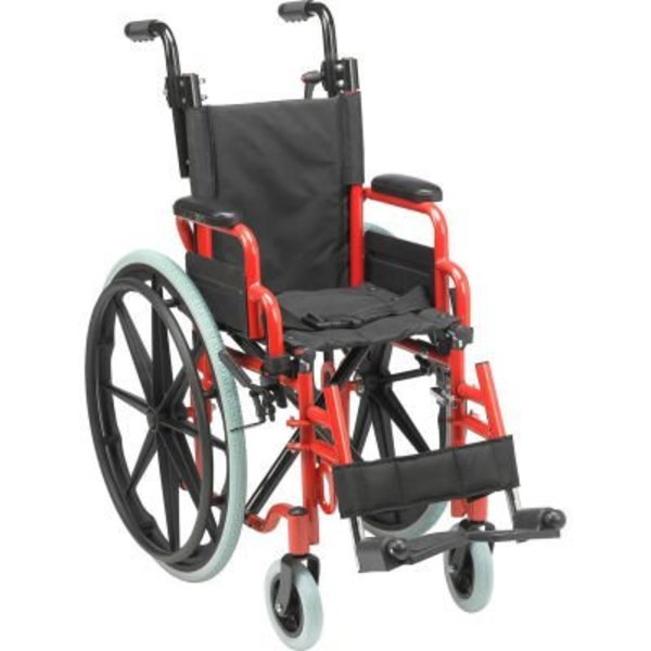 Drive Medical Drive Medical WB1200-2GFR Wallaby Pediatric Folding Wheelchair, 12" Seat, Red WB1200-2GFR